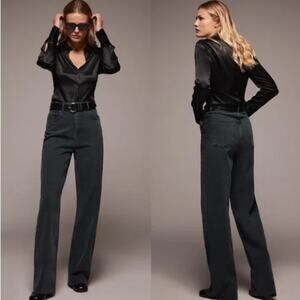 Zara The‎ 90s High Rise Straight Leg Jeans In Sonora Washed Black Denim Womens 6